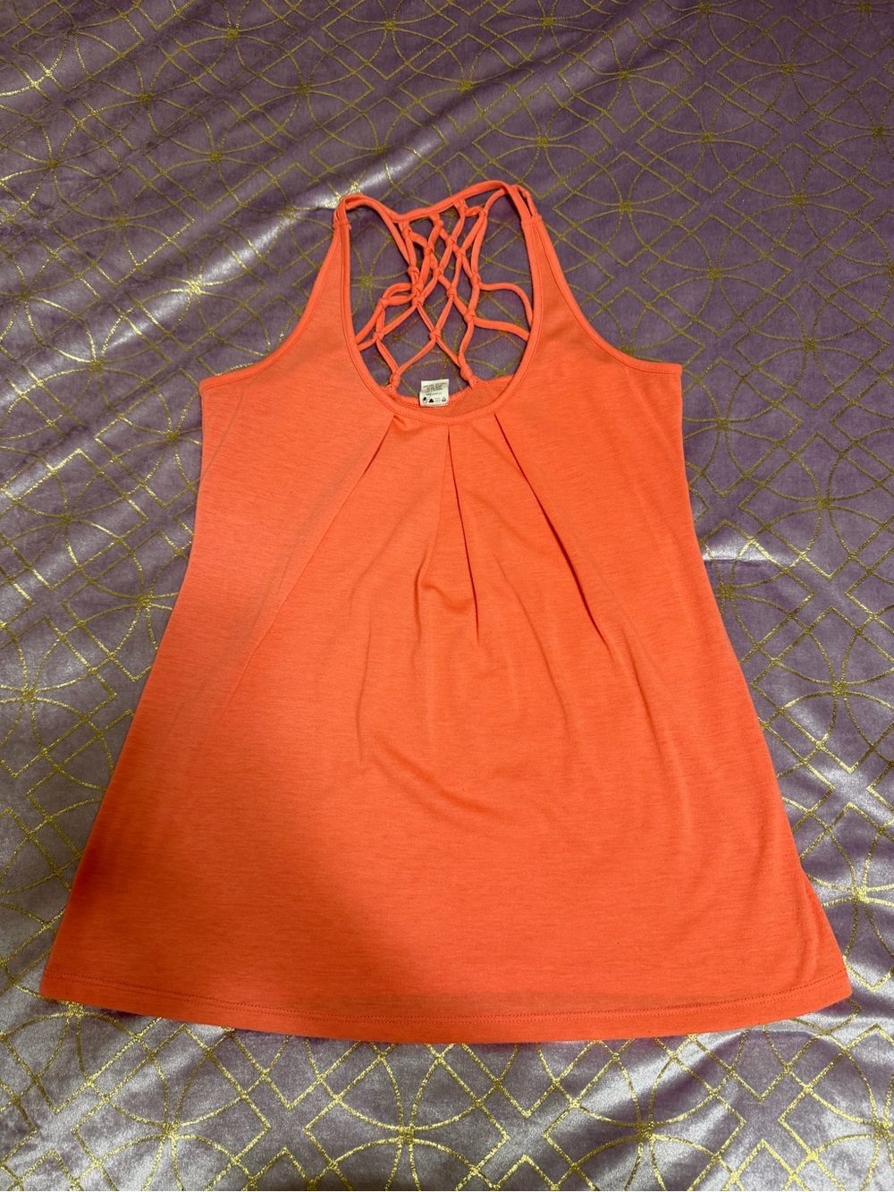 💥 WOMENS Orange Sleeveless Tank with Lattice Back